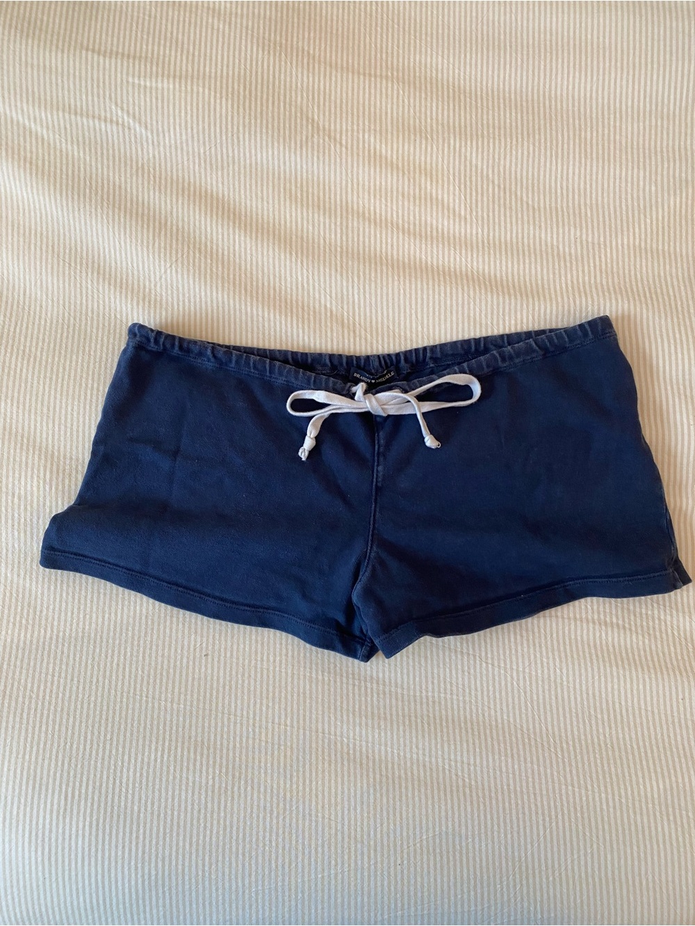 Brandy Melville Navy Blue Lounge Shorts with White Drawstring